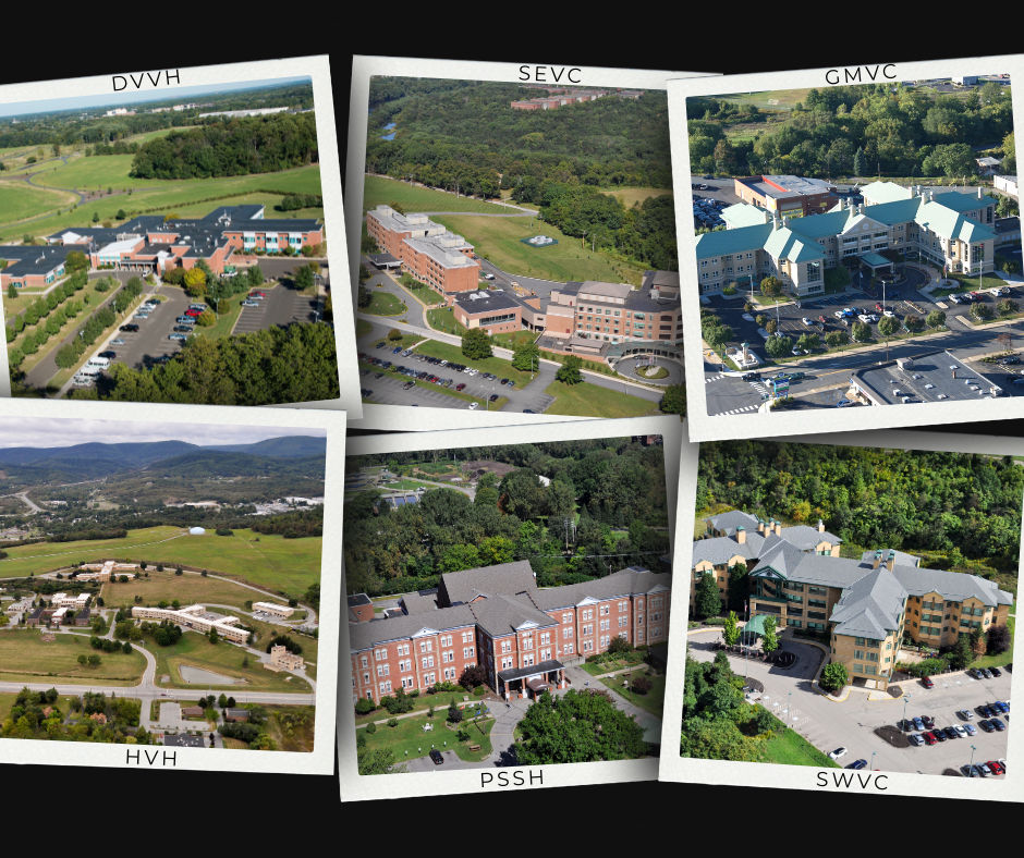 aerial images of DMVA's six veterans homes