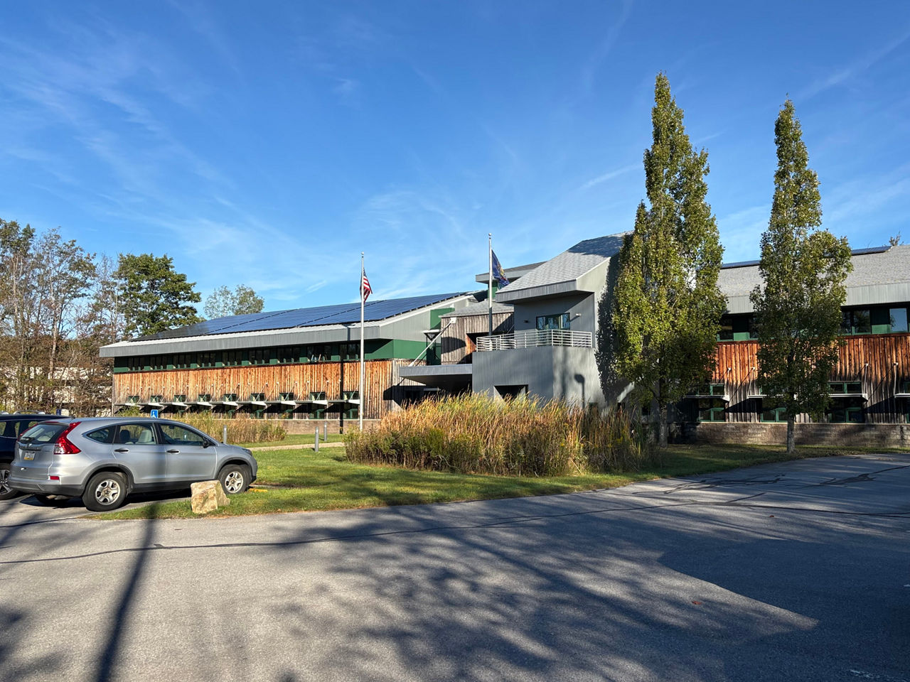 Cambria District Mining Office with solar panels on roof.