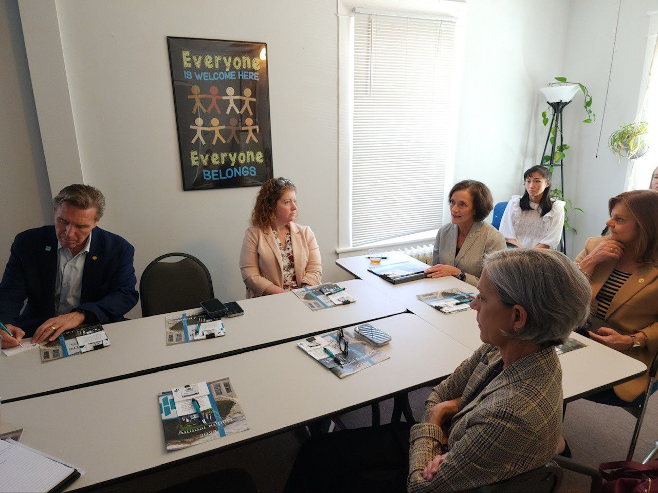 Secretary Arkoosh visits Centre Helps, a 988 call center, to talk with staff and volunteers about the importance of accessible, affordable, and local mental health and substance use disorder services.