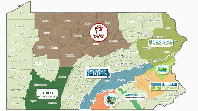 A map of Pennsylvania displaying the different conservation landscapes in the state