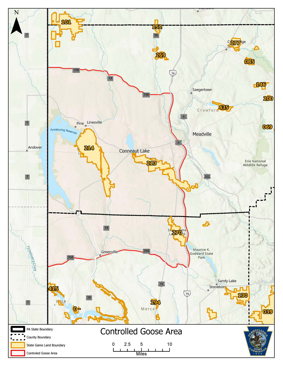Pymatuning Area September Canada Goose Season Zones