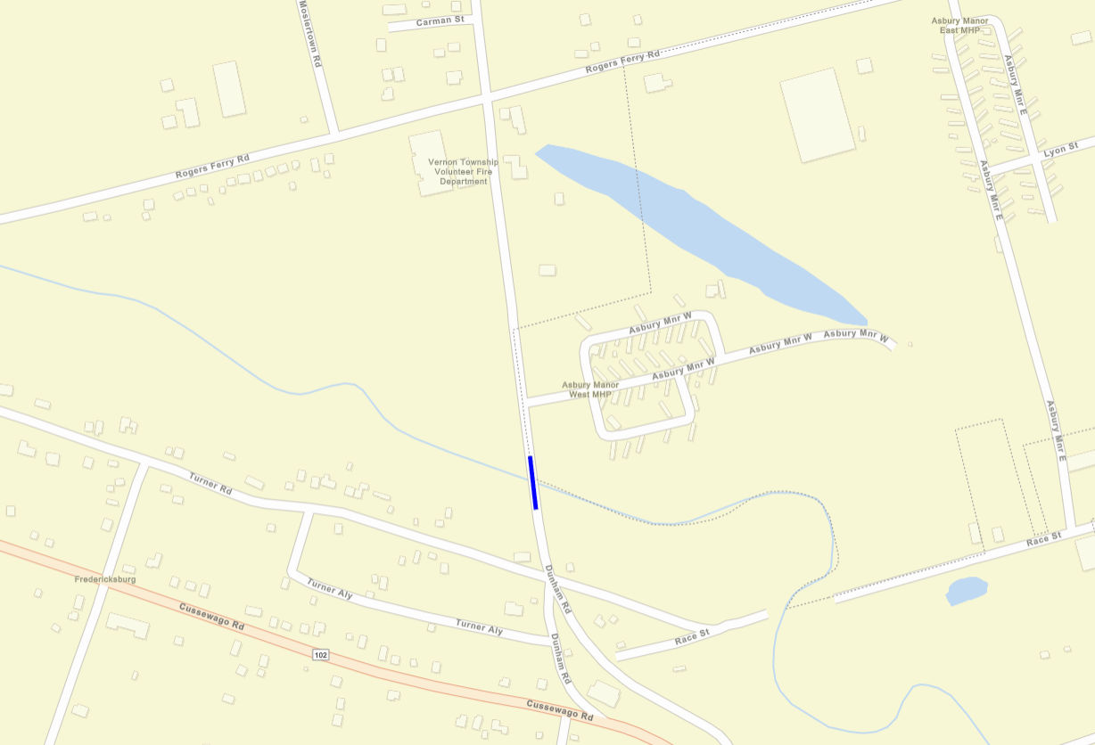 Dunham Road Bridge Map