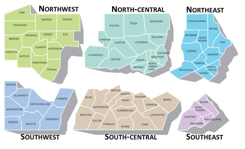 DEP Regions map