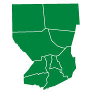 Map image outlining the counties represented by PennDOT District 3