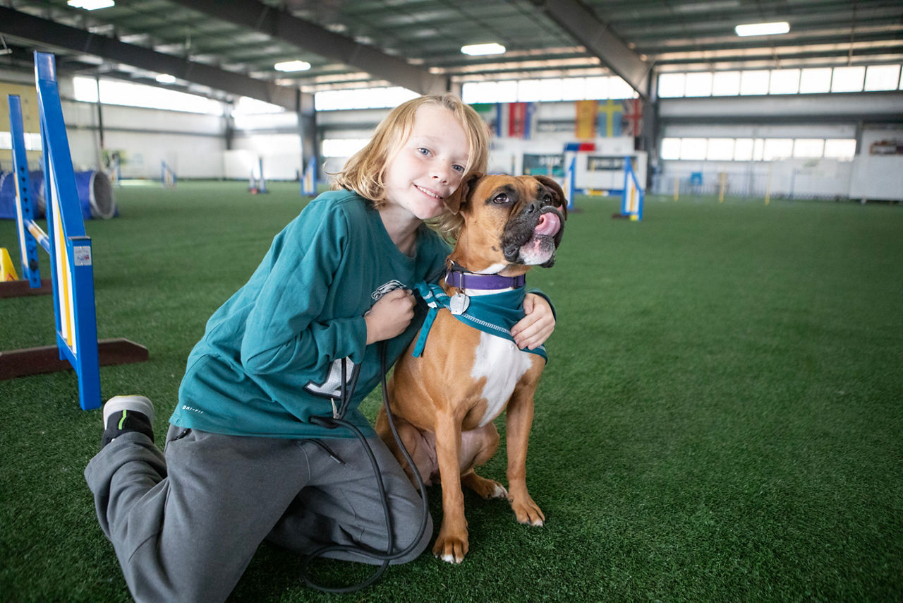 4-H student with dog.