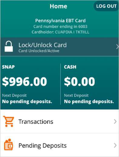 EBT Home Screen