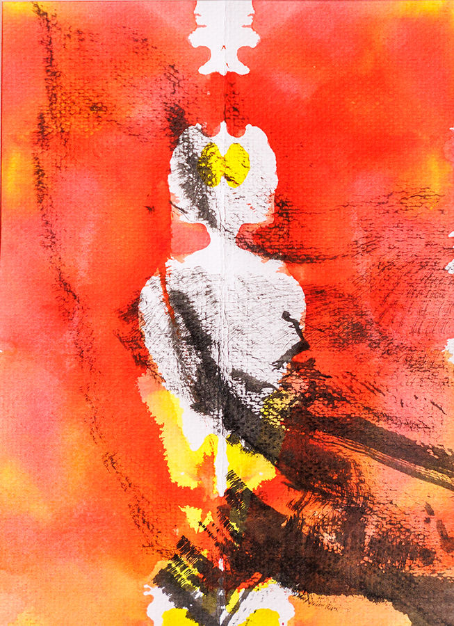 abstract person in tones of orange and brown