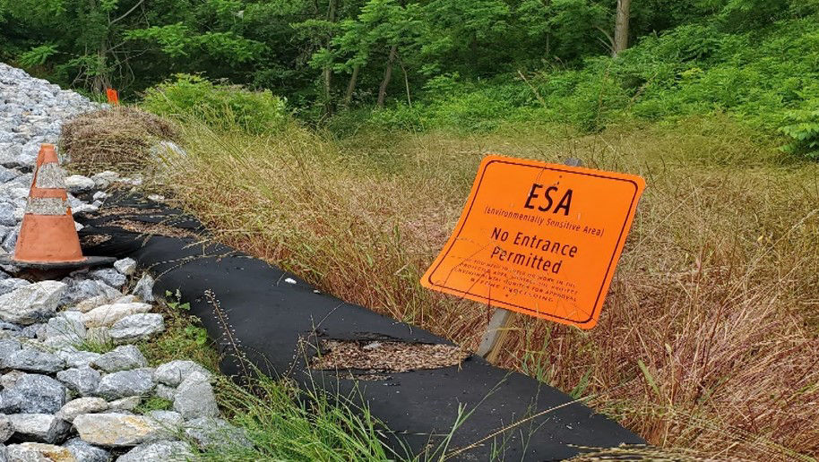 ESA signage on active construction site