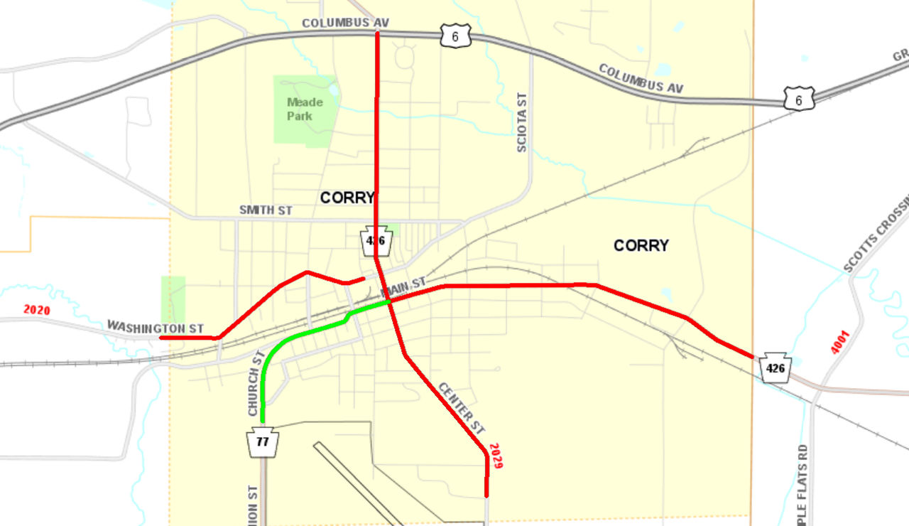 Corry Paving Project Location Map