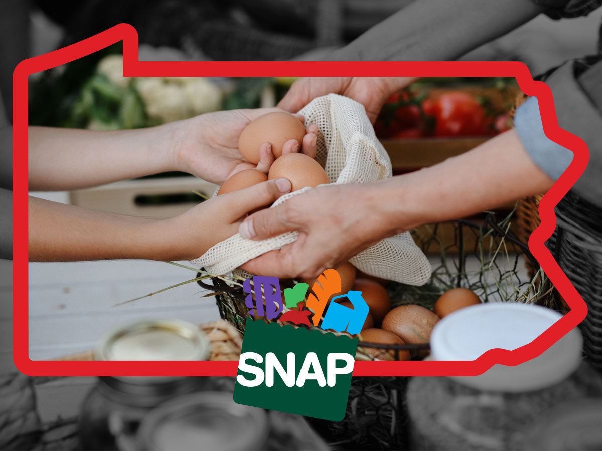 Farmers Market within the PA state outline and the SNAP logo