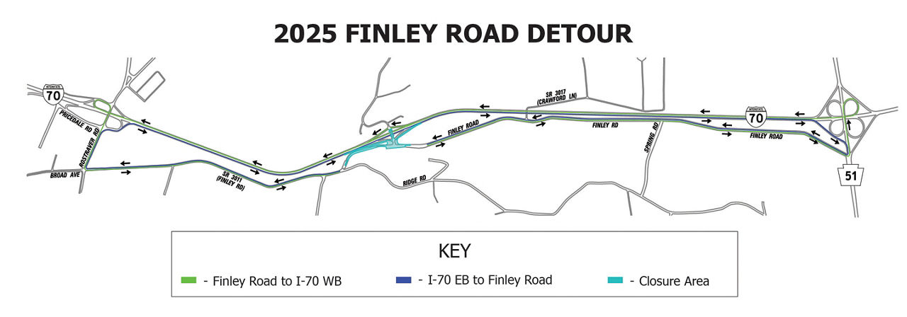 Finley Road Detour Map Image