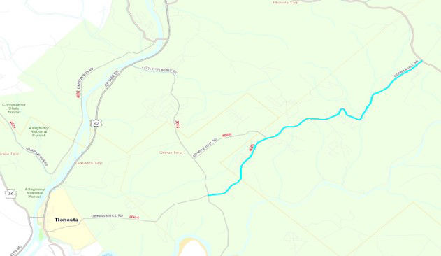 Map showing German Hill project area  
