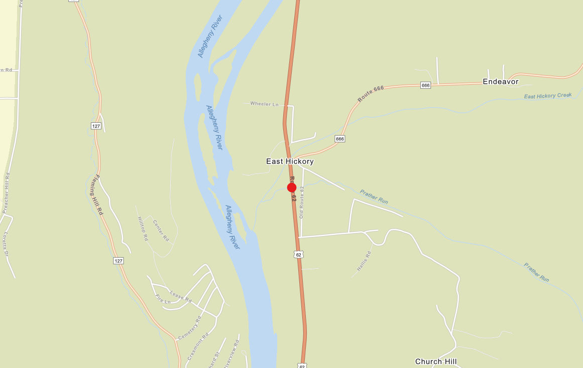 Route 62 Bridge location map