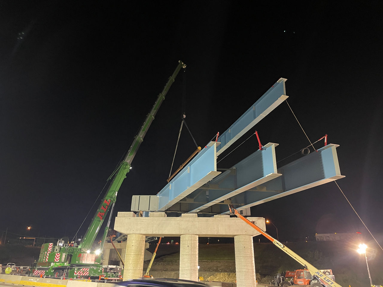 night picture of beam placement