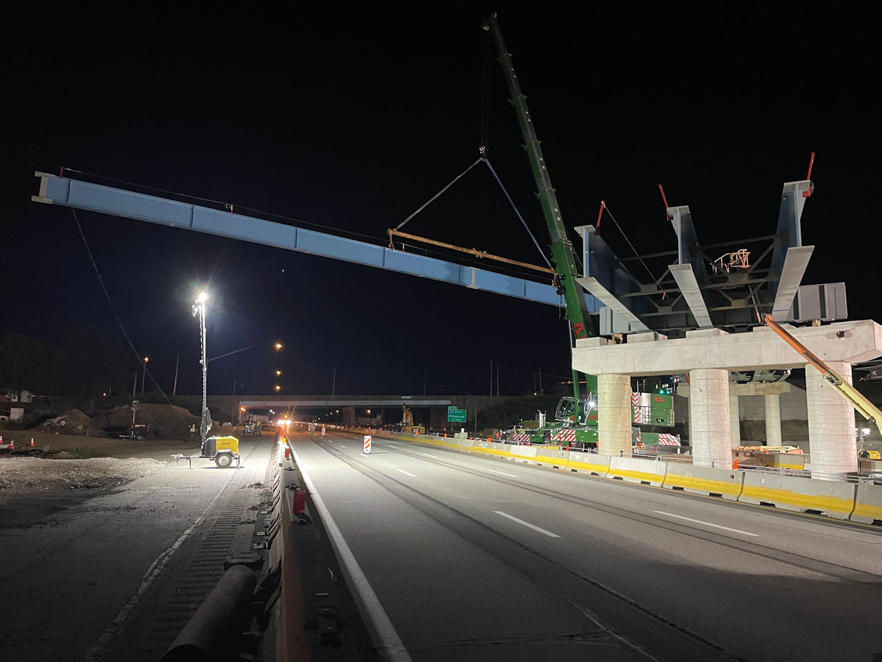 overnight beam palcement over interstate