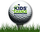 image of golf ball on tee that reads Kids' Chance