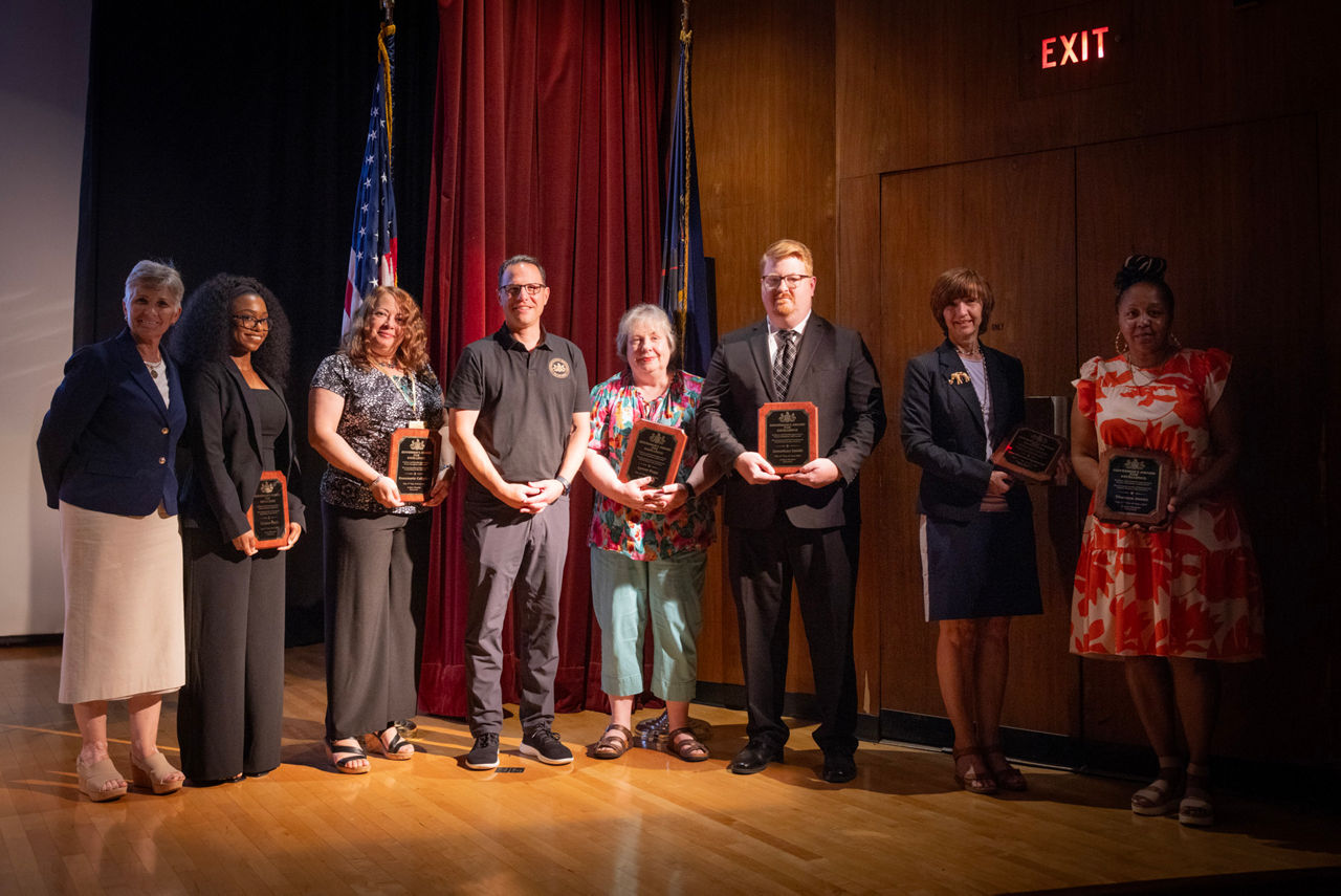 Secretary Spicher and all of the honorees posing for a photo with Governor Josh Shapiro at the awards ceremony on June 17.