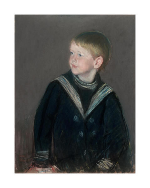 Young child in vintage navy sailor suit portrait