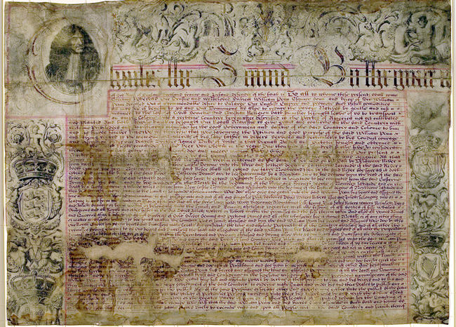 Historic Handwritten Legal Document with Ornate Borders