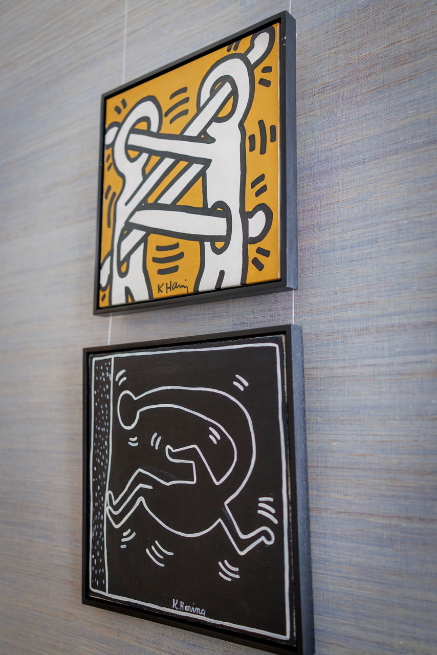 Two Framed Abstract Artworks on Wall Display