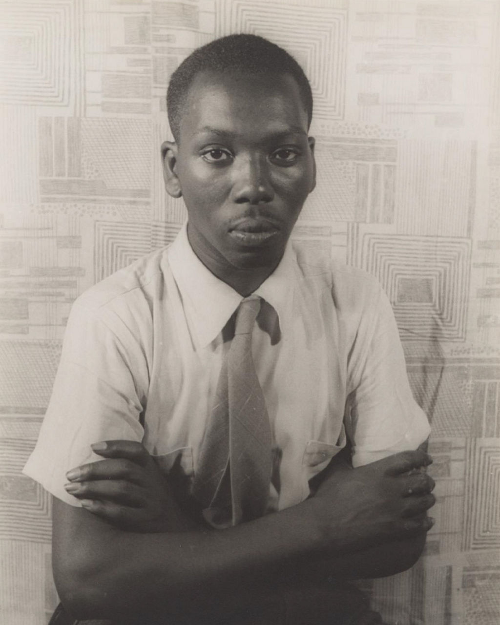 Vintage portrait of man in short-sleeve shirt and tie