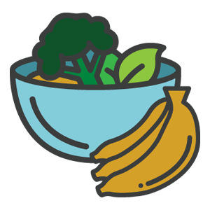 bowl of salad and bananas