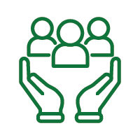 illustration of hands holding up people in support
