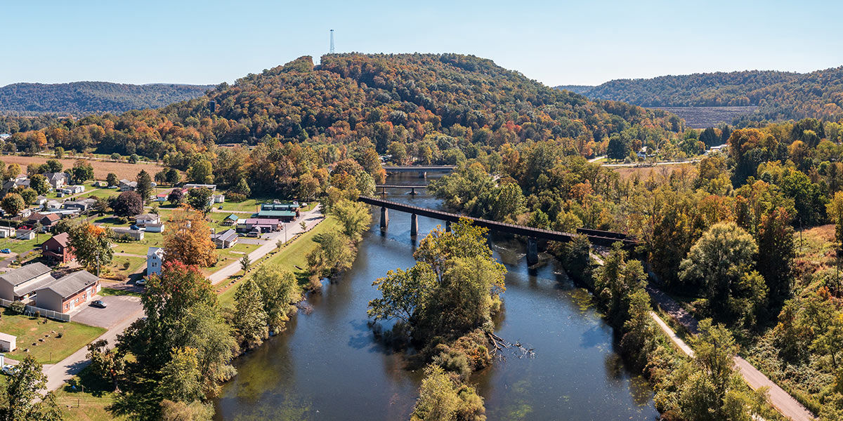 Aerial view of Confluence in Somerset County Pennsylvania