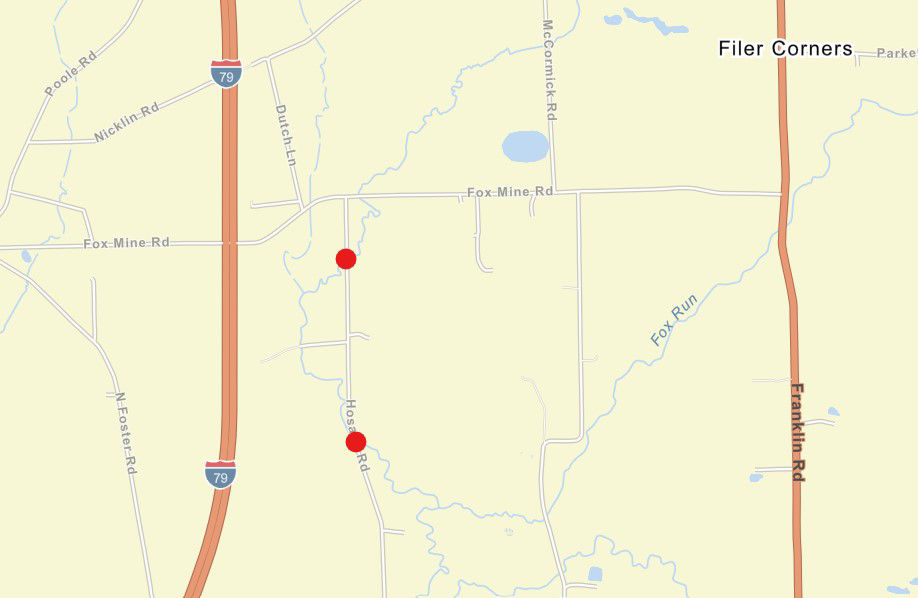 Mercer County Hosack Road Bridge Location Map