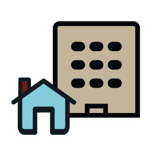 Highrise and single-family home