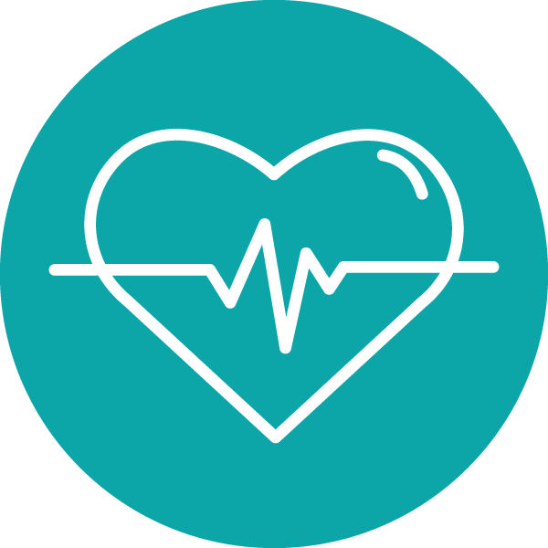 An icon of a heart with a cardiograph line.