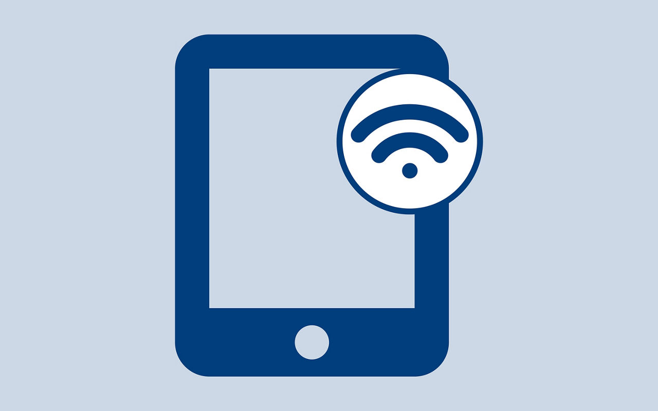icon of electronic tablet with wifi symbol