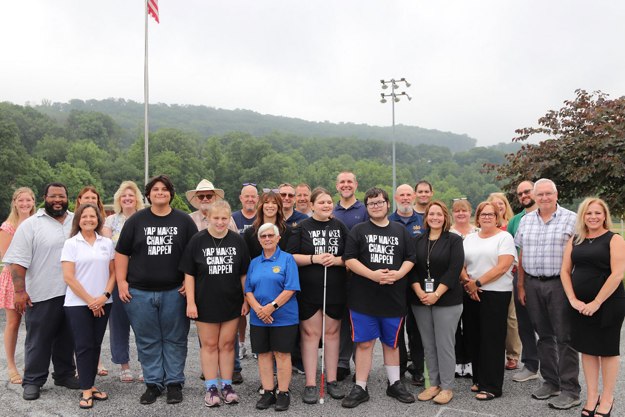 Group of MY Work High School students gather with staff during Perry County event.