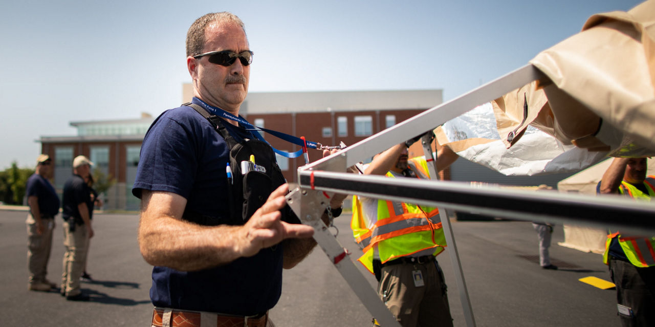 A team member participates in an integrated preparedness exercise.