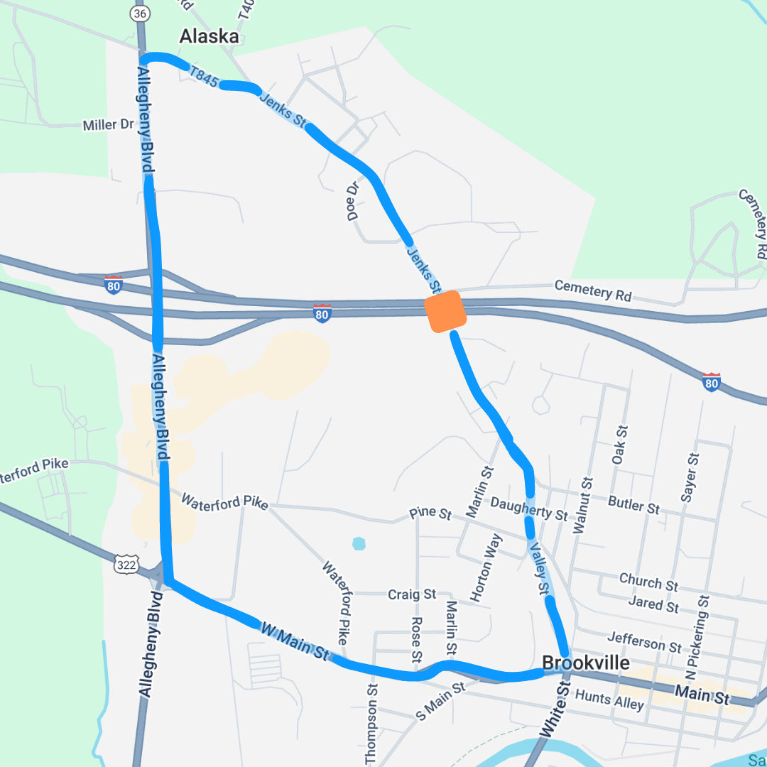 I80 North Fork Jenks Detour Map 