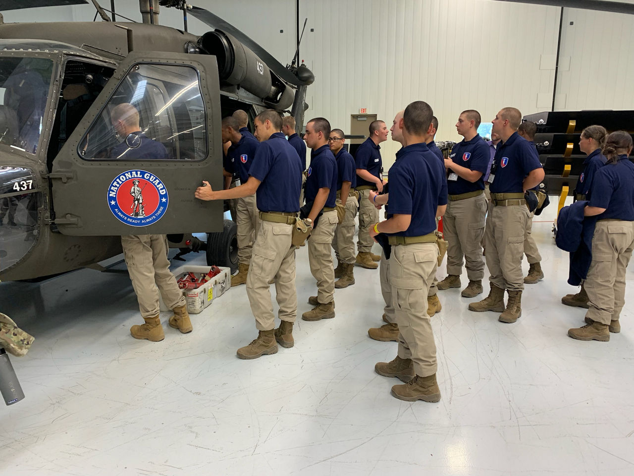 Cadets viewing a helicopter