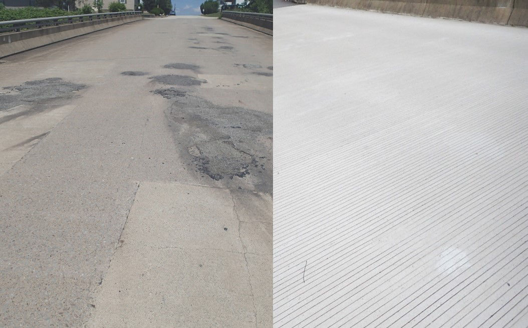 Before and after latex overlay example