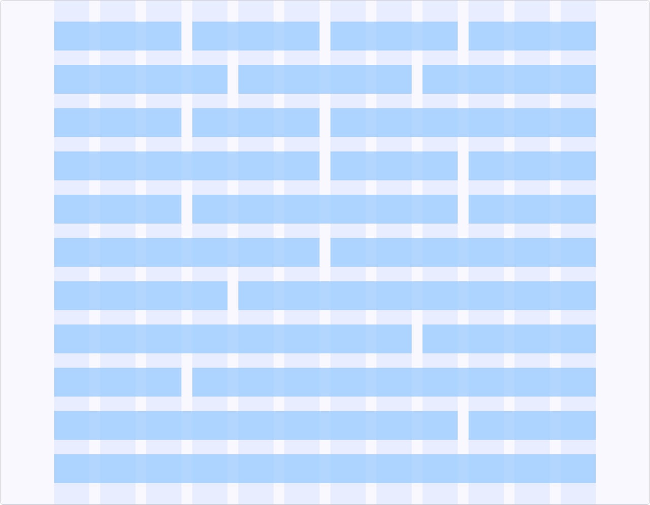 Illustration showing each spacing option of the column layout span