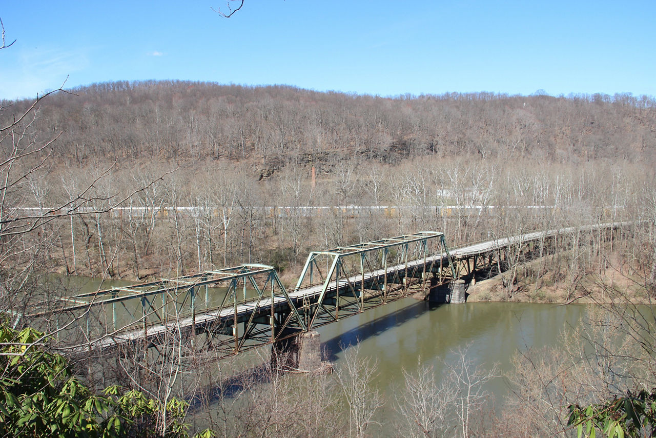 Layton Bridge, a metal bridge spanning across a river in Fayette County, PA