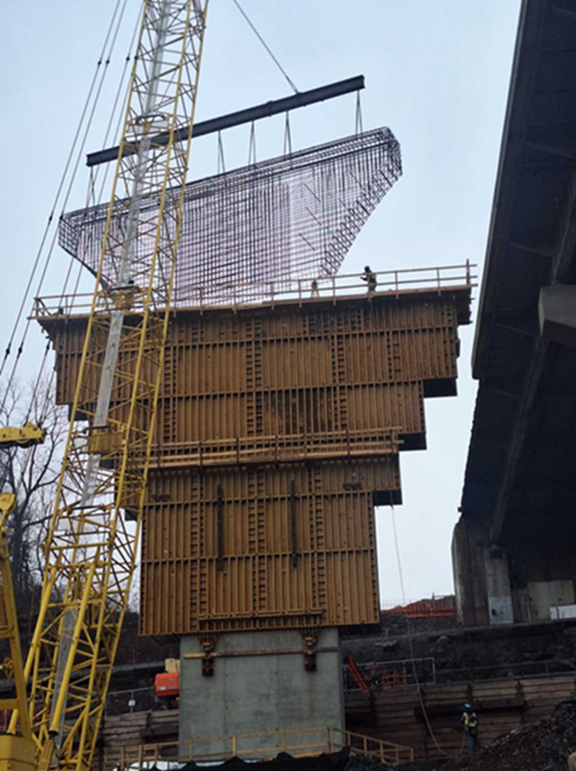 Rebar Cage Lift and Placement – Pier 1, I-80 Lehigh River Project