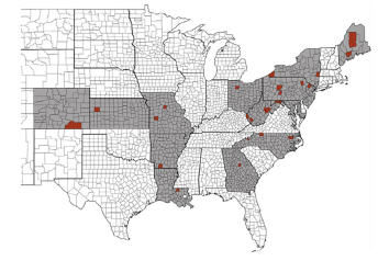 Map of the United States that display Lymphoproliferative disease