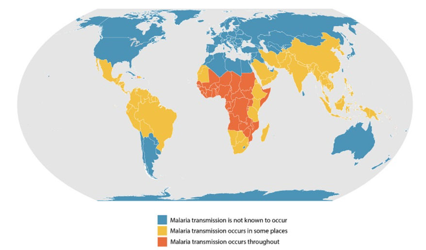 Map 1 – Malaria-Endemic Countries (CDC)