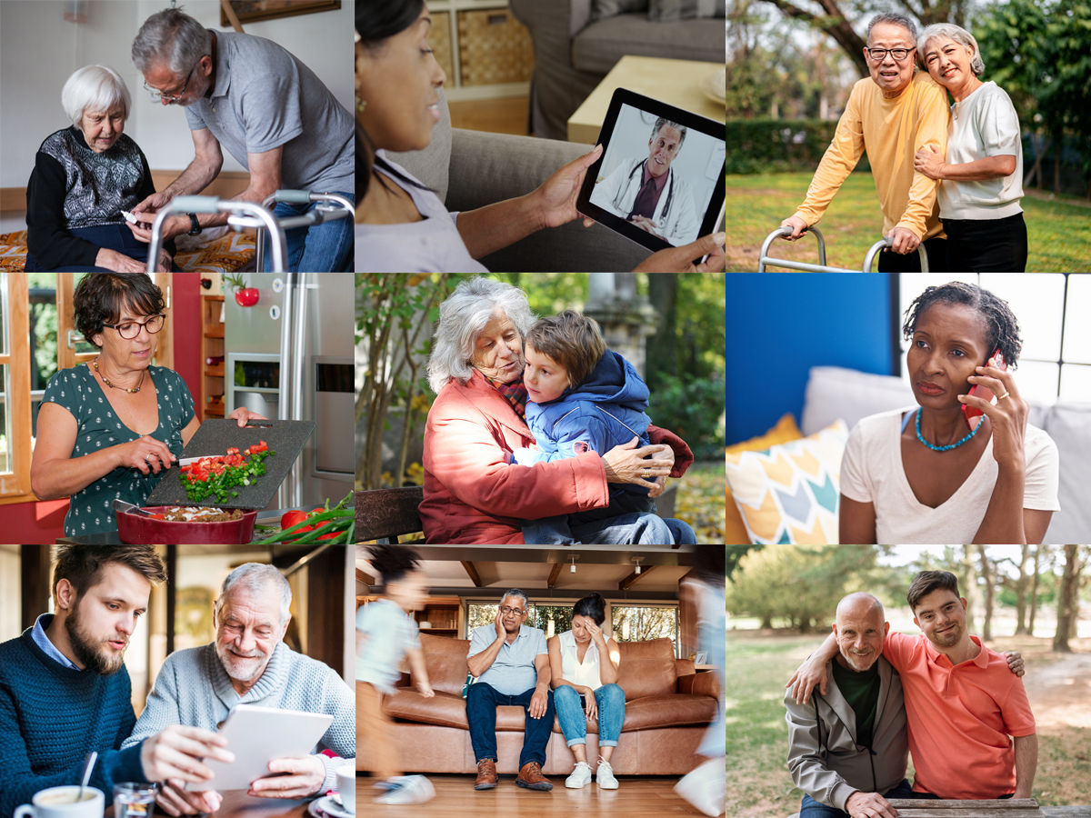 Various people in various caregiving sitations