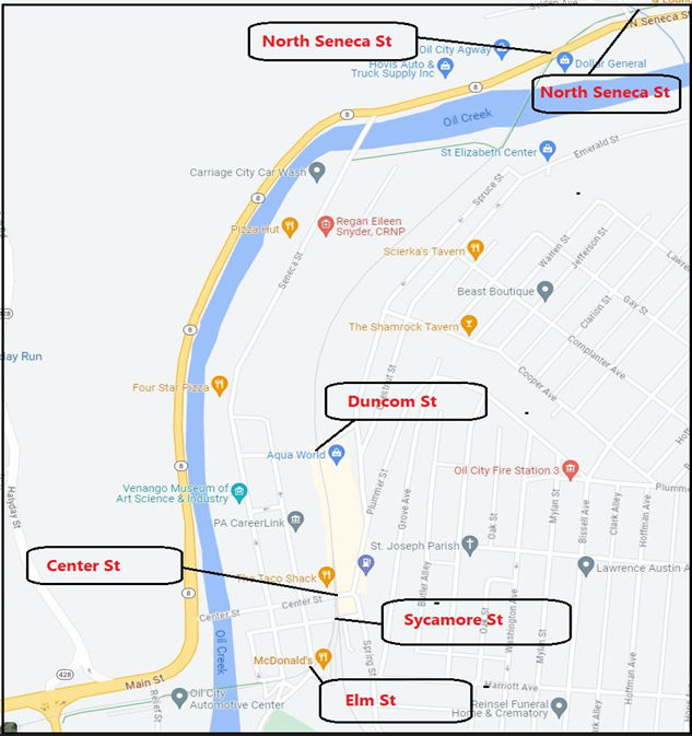 Oil City Railroad Intersections Map