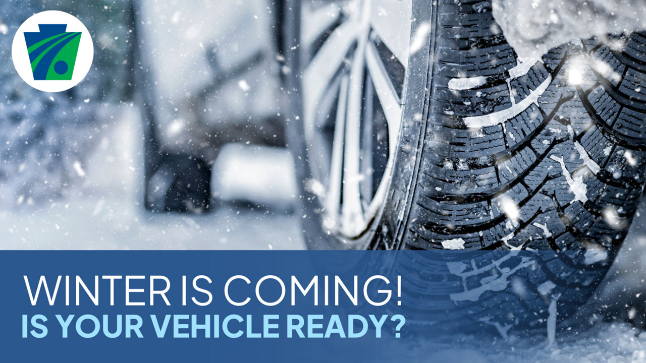 Photo of a car in snow with the caption, "Winter is coming! Is your vehicle ready?"