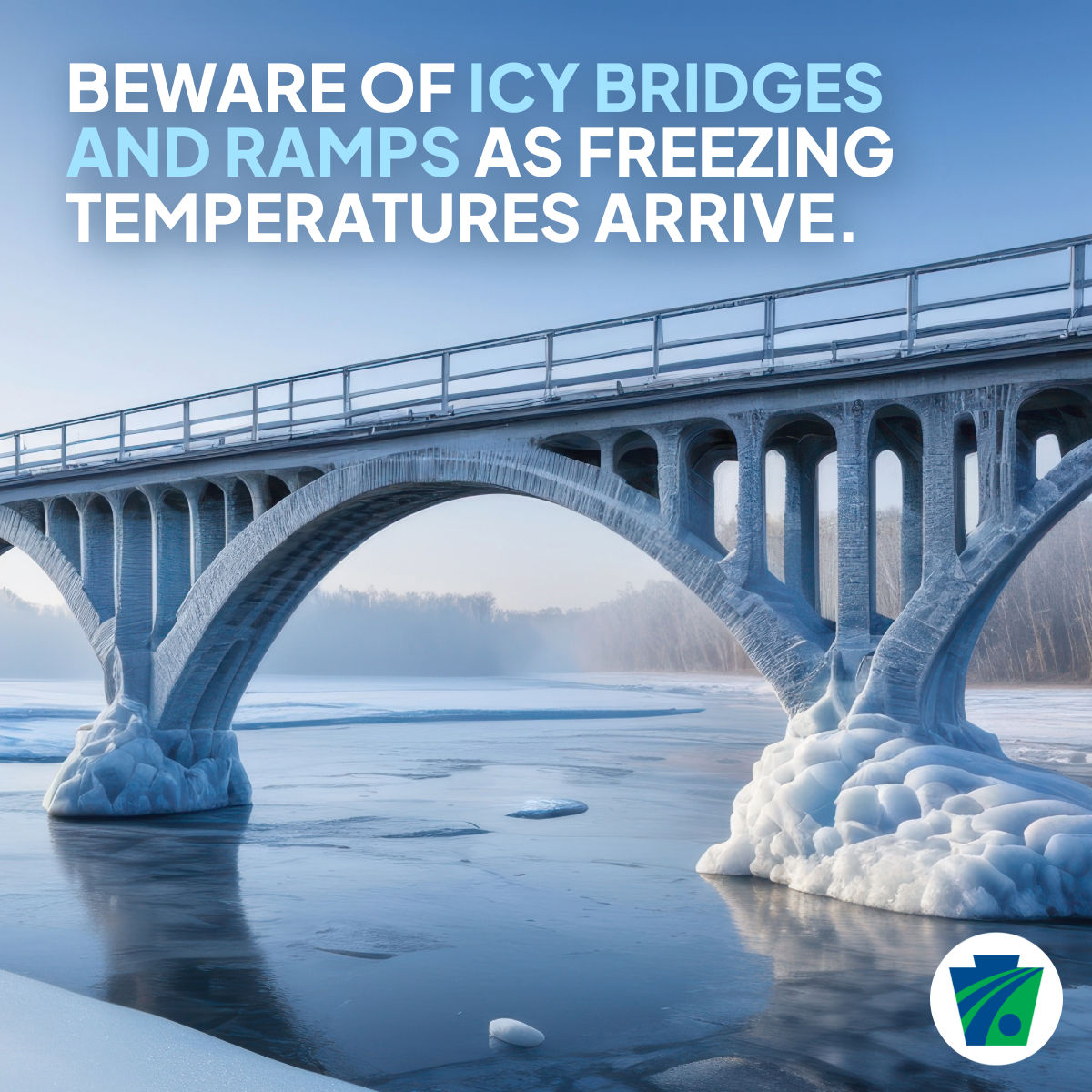 Photo of a bridge covered in snow