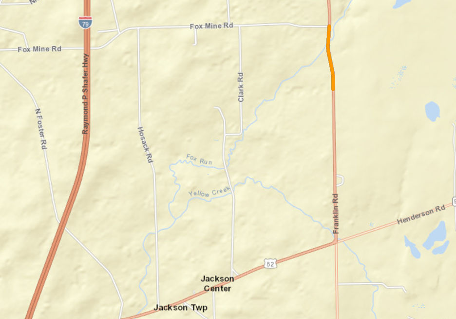 Mercer County Hosack Road Bridge Location Map