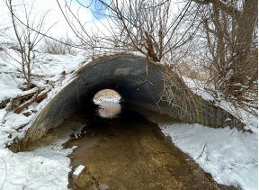 Large pipe under roadway