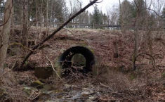Large pipe under roadway
