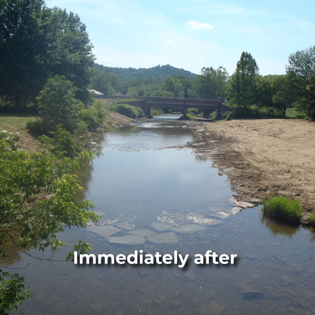 Photo of Mill Creek, Westmoreland County, right after Habitat Improvement project was completed